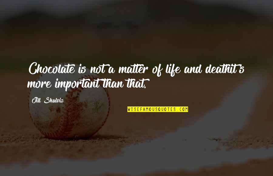Lintzenich Quotes By Jill Shalvis: Chocolate is not a matter of life and