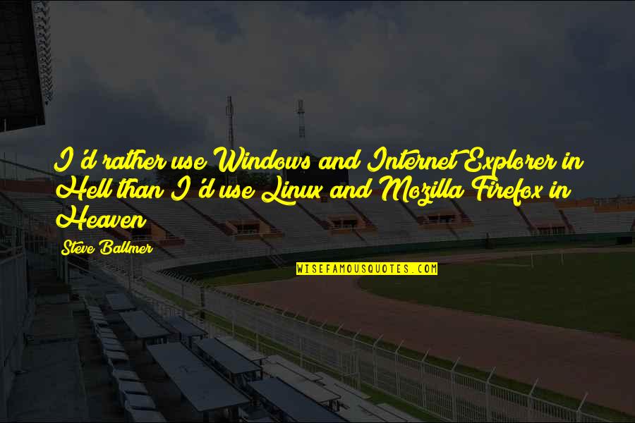Linux Quotes By Steve Ballmer: I'd rather use Windows and Internet Explorer in