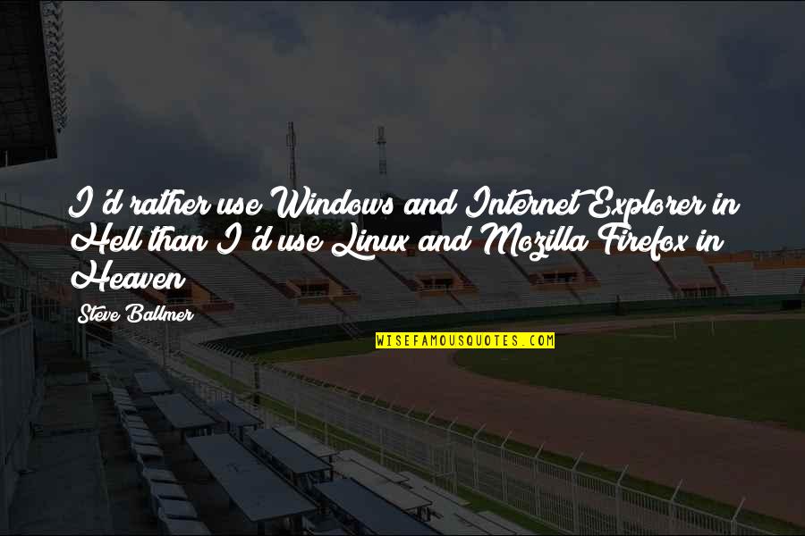 Linux Vs Windows Quotes By Steve Ballmer: I'd rather use Windows and Internet Explorer in