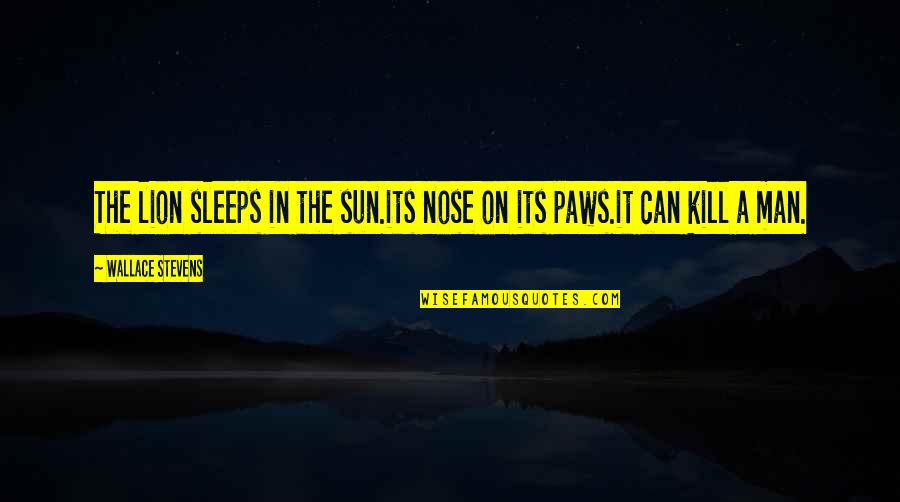 Lion In Quotes By Wallace Stevens: The lion sleeps in the sun.its nose on Lion In Quotes By Wallace Stevens: The lion sleeps in the sun.its nose on
