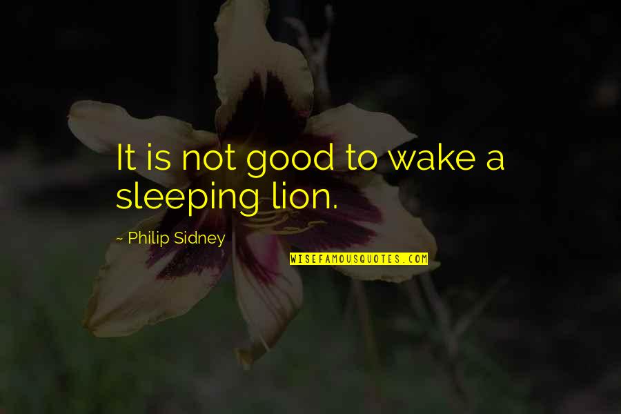 Lion Is Lion Quotes By Philip Sidney: It is not good to wake a sleeping