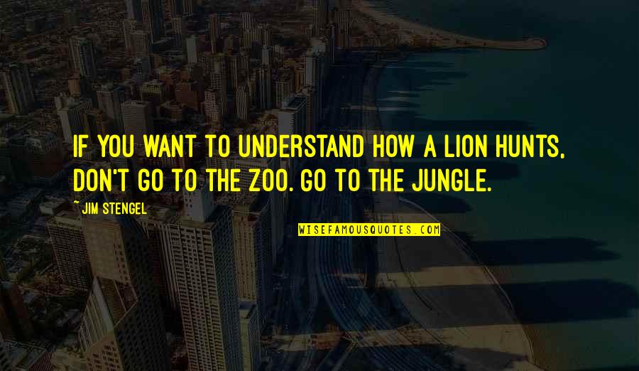 Lion Jungle Quotes By Jim Stengel: If you want to understand how a lion