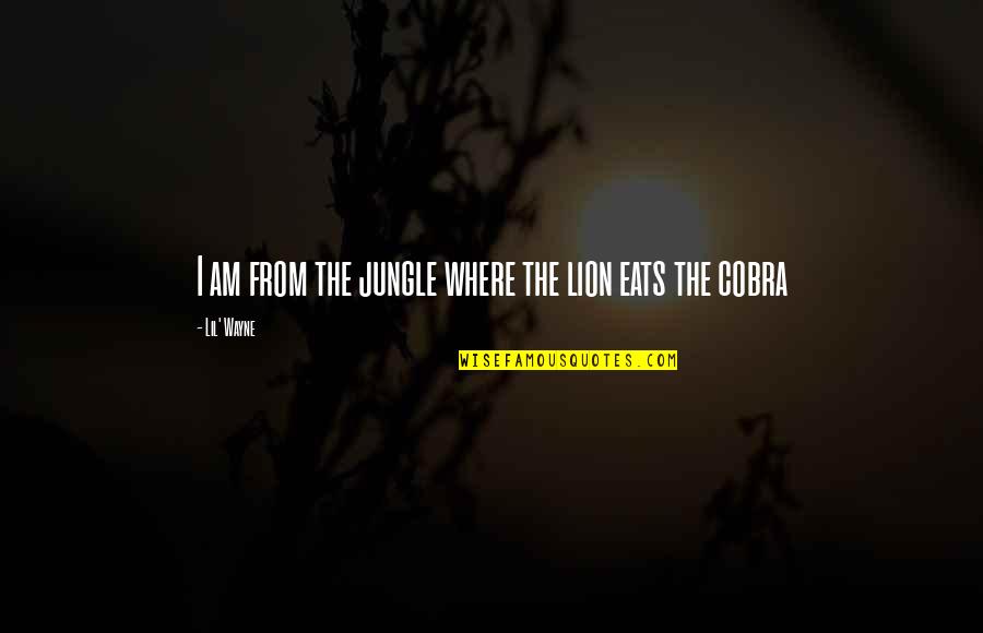 Lion Jungle Quotes By Lil' Wayne: I am from the jungle where the lion Lion Jungle Quotes By Lil' Wayne: I am from the jungle where the lion