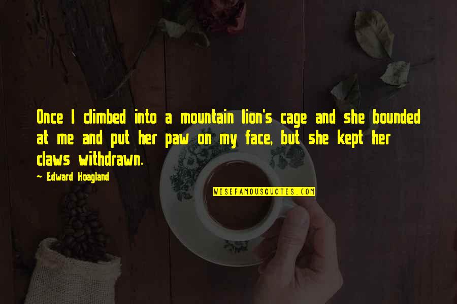 Lion Paw Quotes By Edward Hoagland: Once I climbed into a mountain lion's cage Lion Paw Quotes By Edward Hoagland: Once I climbed into a mountain lion's cage