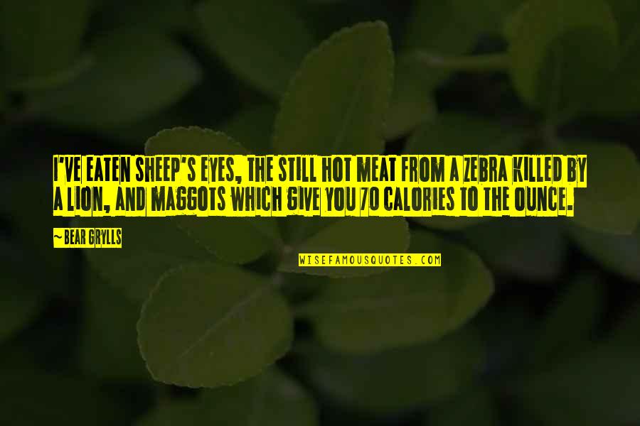 Lion Sheep Quotes By Bear Grylls: I've eaten sheep's eyes, the still hot meat