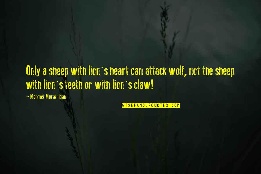 Lion Vs Sheep Quotes By Mehmet Murat Ildan: Only a sheep with lion's heart can attack