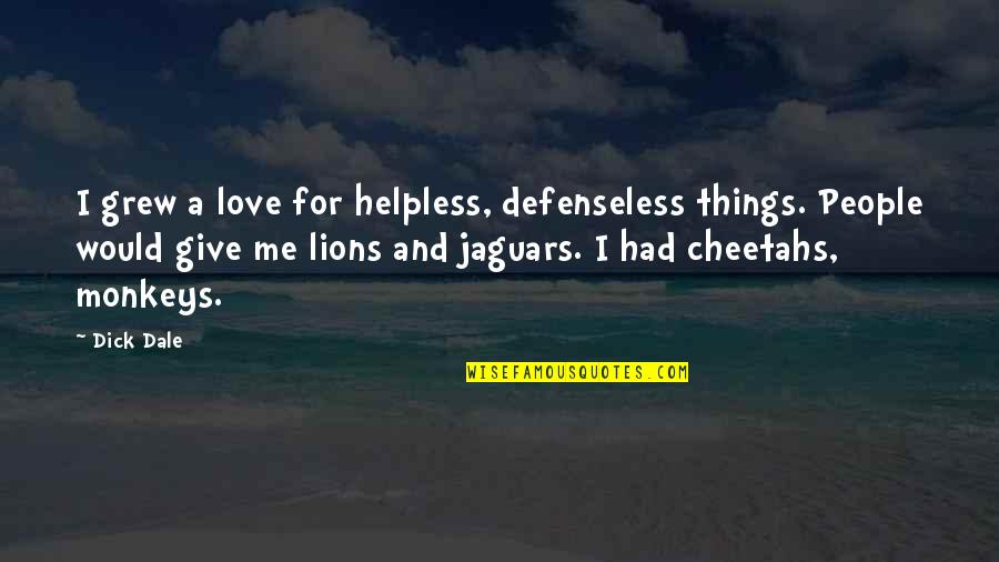 Lions And Love Quotes By Dick Dale: I grew a love for helpless, defenseless things.