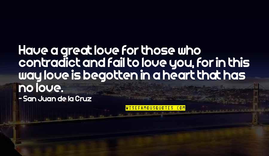 Lions And Love Quotes By San Juan De La Cruz: Have a great love for those who contradict