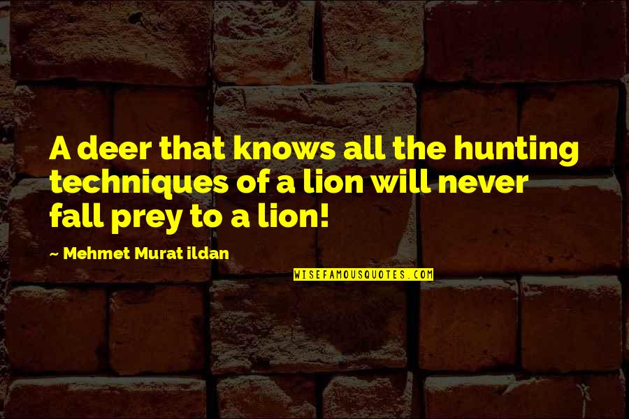 Lions And Prey Quotes By Mehmet Murat Ildan: A deer that knows all the hunting techniques Lions And Prey Quotes By Mehmet Murat Ildan: A deer that knows all the hunting techniques