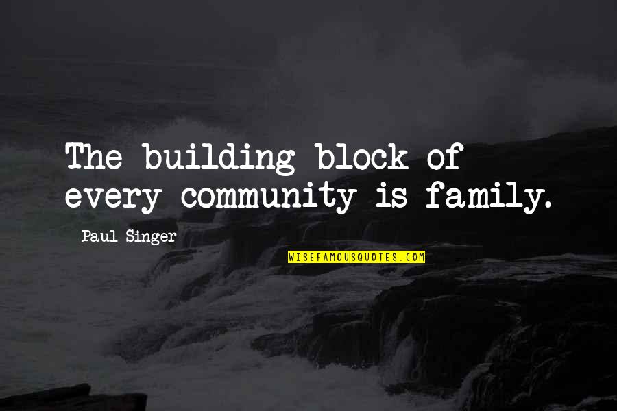 Lipidemia In Legs Quotes By Paul Singer: The building block of every community is family.