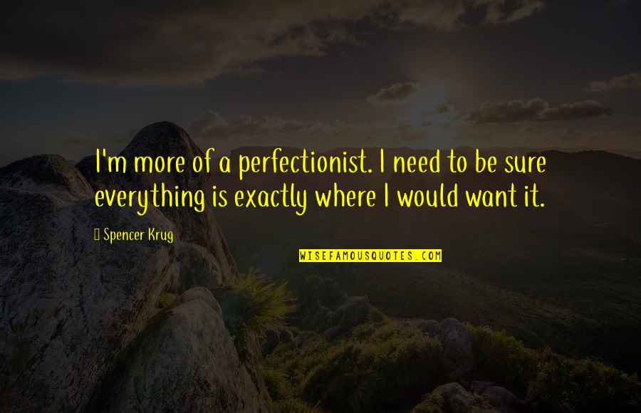 Lippman Kanfer Quotes By Spencer Krug: I'm more of a perfectionist. I need to Lippman Kanfer Quotes By Spencer Krug: I'm more of a perfectionist. I need to
