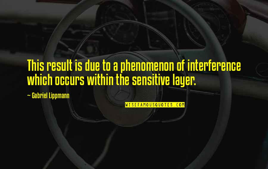 Lippmann Quotes By Gabriel Lippmann: This result is due to a phenomenon of Lippmann Quotes By Gabriel Lippmann: This result is due to a phenomenon of