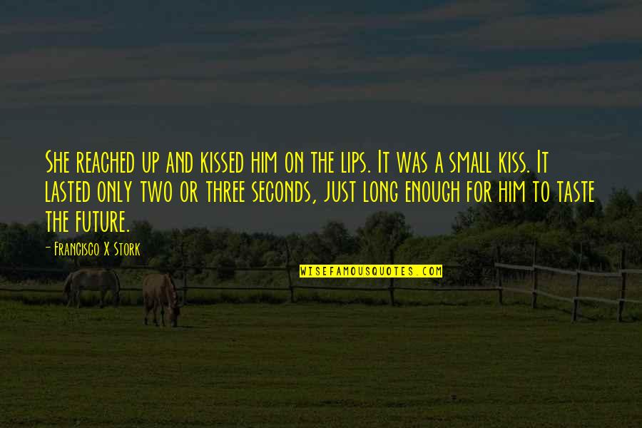 Lips On Lips Quotes By Francisco X Stork: She reached up and kissed him on the