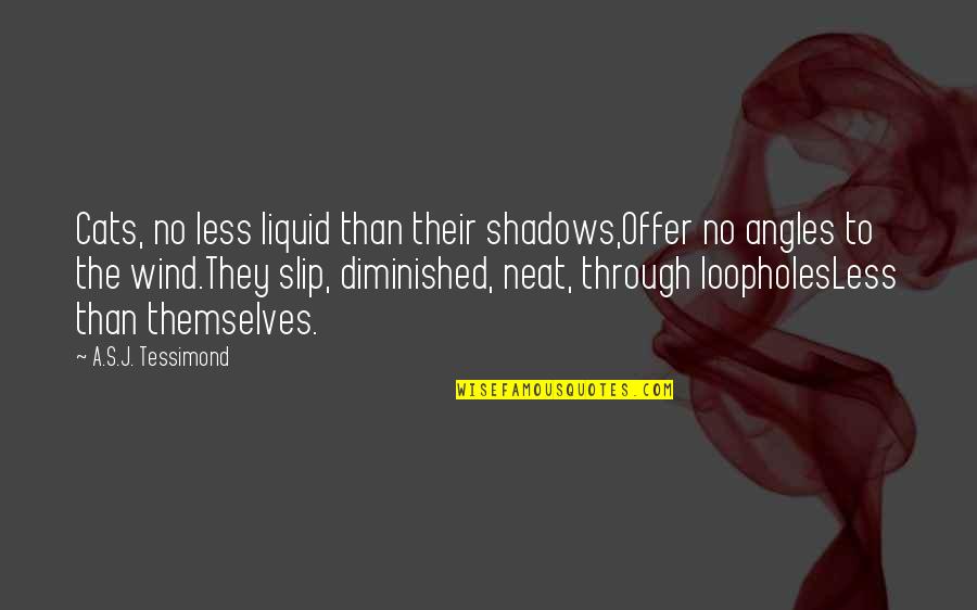 Liquid Quotes By A.S.J. Tessimond: Cats, no less liquid than their shadows,Offer no