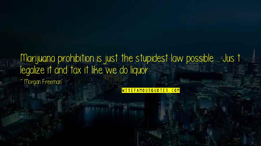 Liquor Prohibition Quotes By Morgan Freeman: Marijuana prohibition is just the stupidest law possible