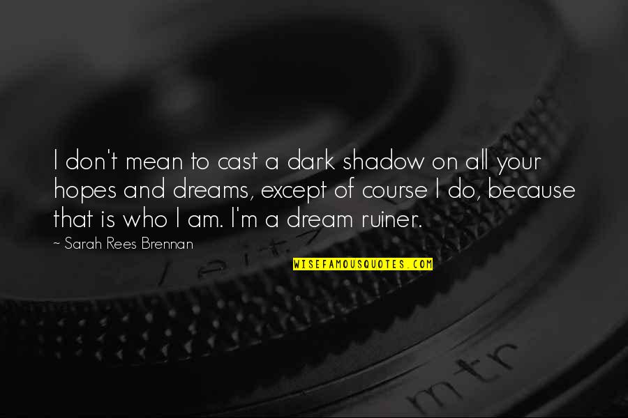 Lisence Quotes By Sarah Rees Brennan: I don't mean to cast a dark shadow