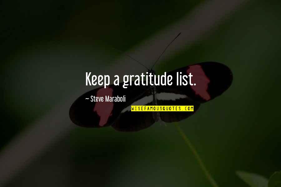 List Of Gratitude Quotes By Steve Maraboli: Keep a gratitude list.