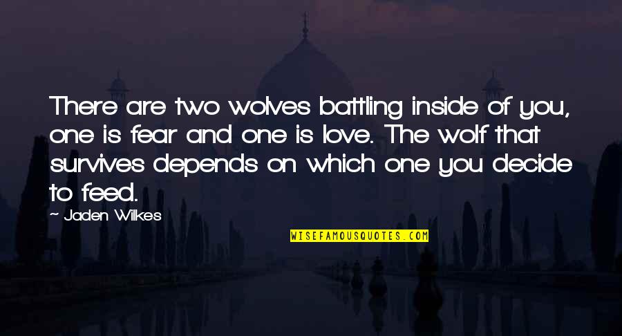 List Of Short Funny Quotes By Jaden Wilkes: There are two wolves battling inside of you,