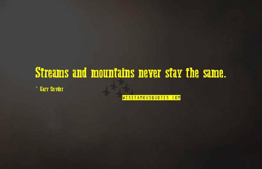 Listed Options Quotes By Gary Snyder: Streams and mountains never stay the same.