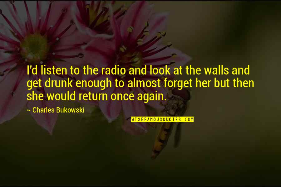 Listen To Her Quotes By Charles Bukowski: I'd listen to the radio and look at