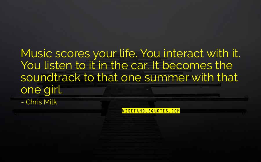 Listen To Life Quotes By Chris Milk: Music scores your life. You interact with it. Listen To Life Quotes By Chris Milk: Music scores your life. You interact with it.