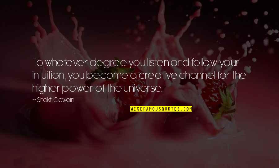 Listen To Your Intuition Quotes By Shakti Gawain: To whatever degree you listen and follow your