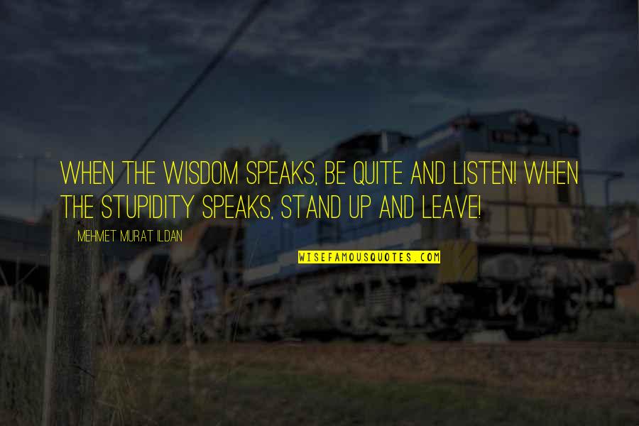 Listen Up Quotes By Mehmet Murat Ildan: When the wisdom speaks, be quite and listen!