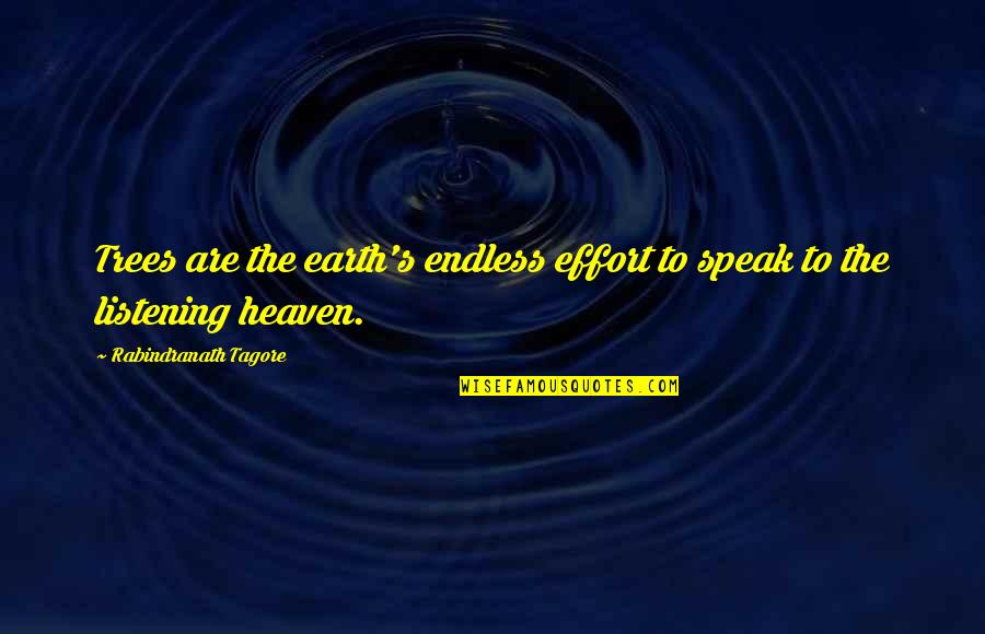 Listening More Than You Speak Quotes By Rabindranath Tagore: Trees are the earth's endless effort to speak Listening More Than You Speak Quotes By Rabindranath Tagore: Trees are the earth's endless effort to speak