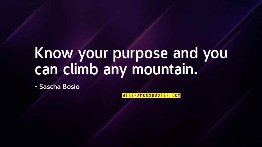 Listservs Dictionary Quotes By Sascha Bosio: Know your purpose and you can climb any