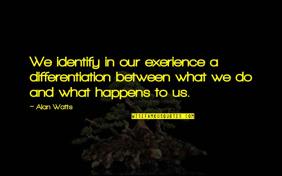 Lit A Memoir Mary Karr Quotes By Alan Watts: We identify in our exerience a differentiation between Lit A Memoir Mary Karr Quotes By Alan Watts: We identify in our exerience a differentiation between
