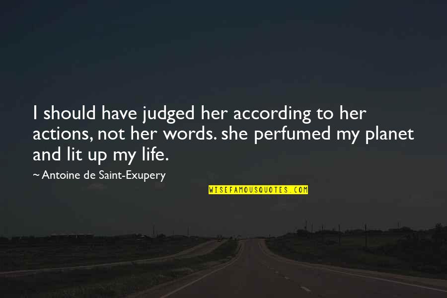 Lit Up Quotes By Antoine De Saint-Exupery: I should have judged her according to her