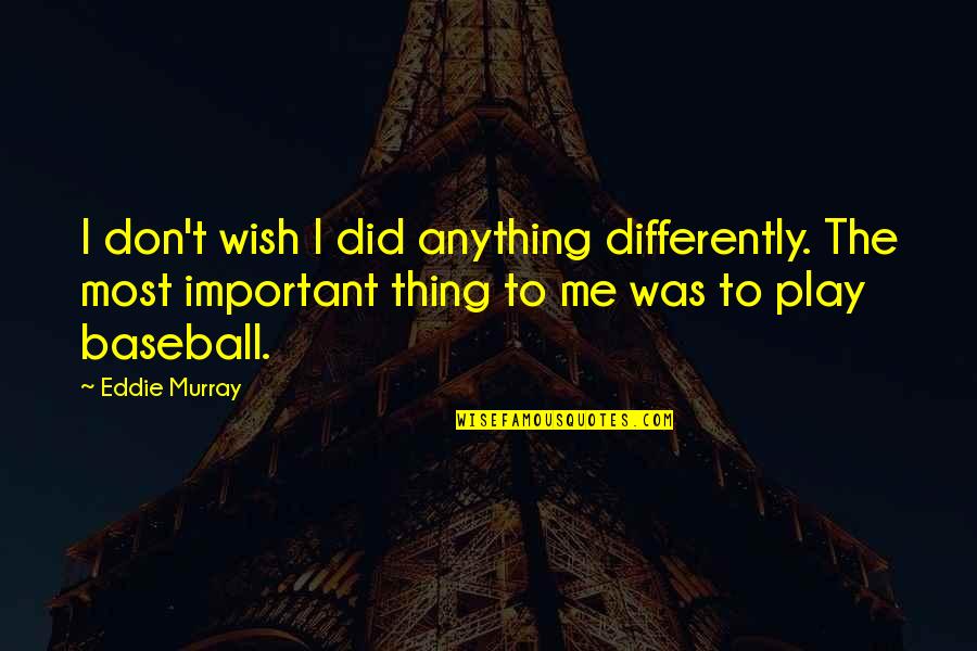 Literal Meanings Quotes By Eddie Murray: I don't wish I did anything differently. The
