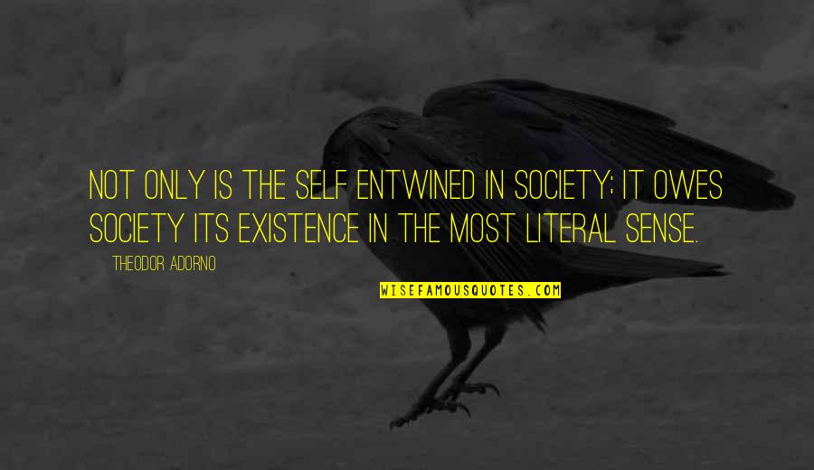 Literal Quotes By Theodor Adorno: Not only is the self entwined in society;