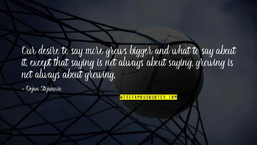 Literature And Books Quotes By Dejan Stojanovic: Our desire to say more grows bigger and