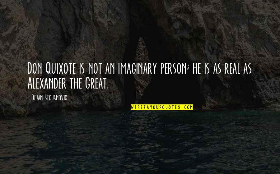Literature And Reality Quotes By Dejan Stojanovic: Don Quixote is not an imaginary person; he