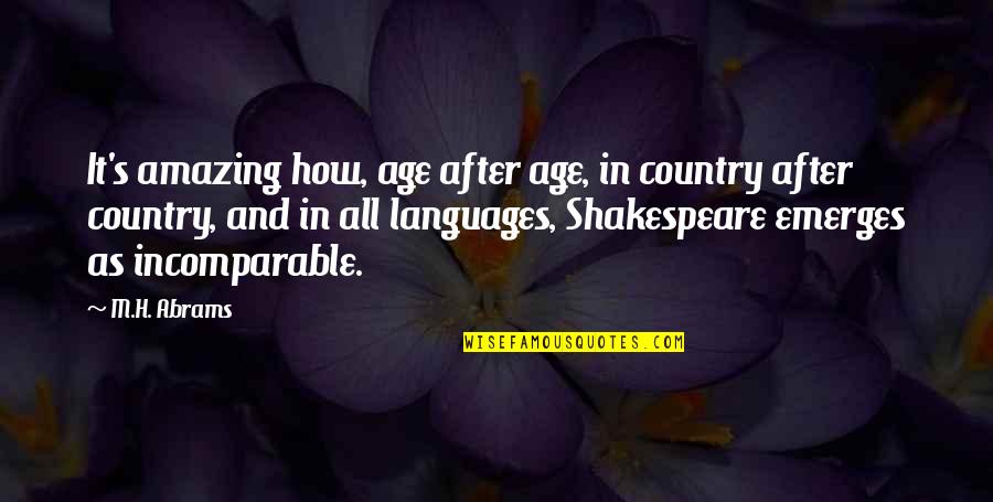 Literature Shakespeare Quotes By M.H. Abrams: It's amazing how, age after age, in country