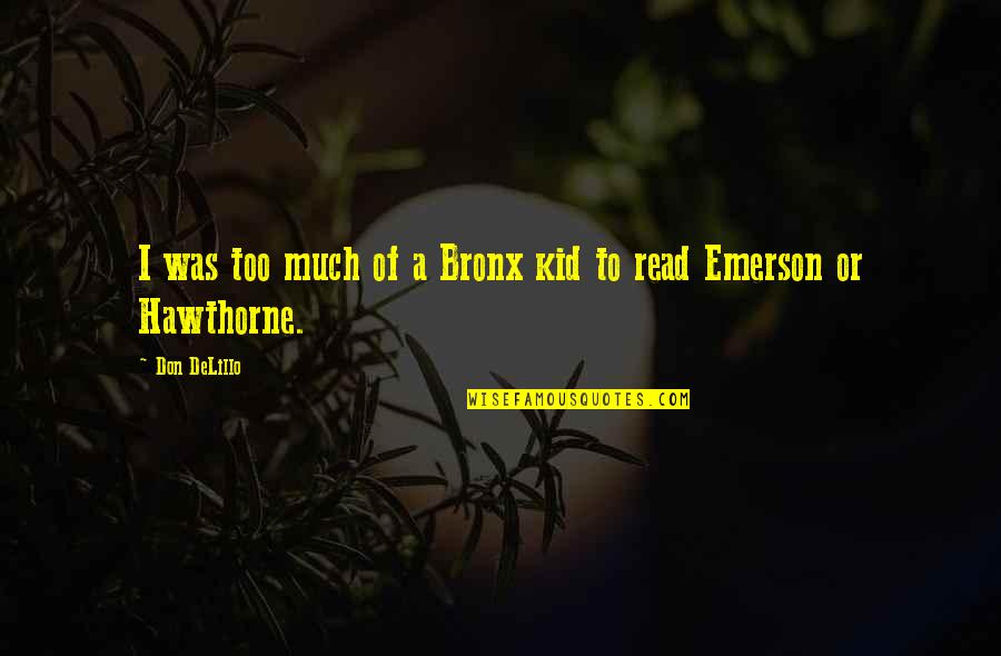 Literature You Read Quotes By Don DeLillo: I was too much of a Bronx kid