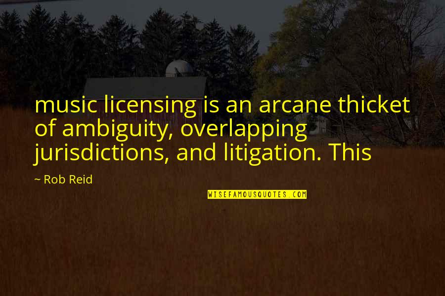 Litigation Quotes By Rob Reid: music licensing is an arcane thicket of ambiguity,