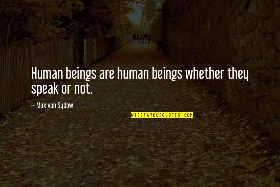 Litigious Society Quotes By Max Von Sydow: Human beings are human beings whether they speak