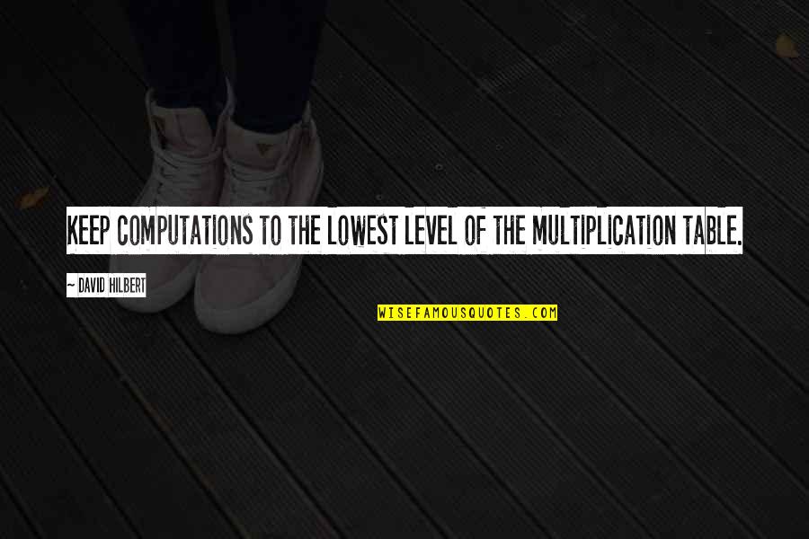 Littermate Quotes By David Hilbert: Keep computations to the lowest level of the