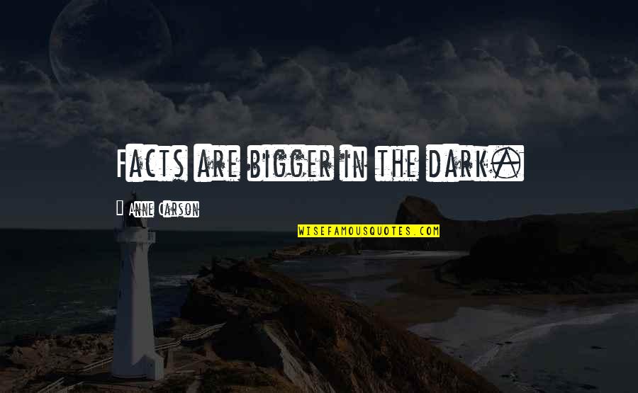 Littin Paper Quotes By Anne Carson: Facts are bigger in the dark. Littin Paper Quotes By Anne Carson: Facts are bigger in the dark.