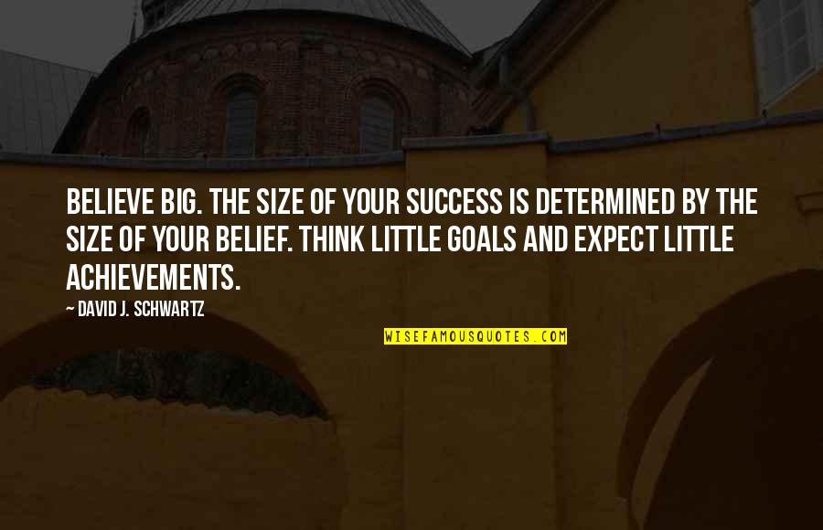 Little And Big Quotes By David J. Schwartz: Believe Big. The size of your success is