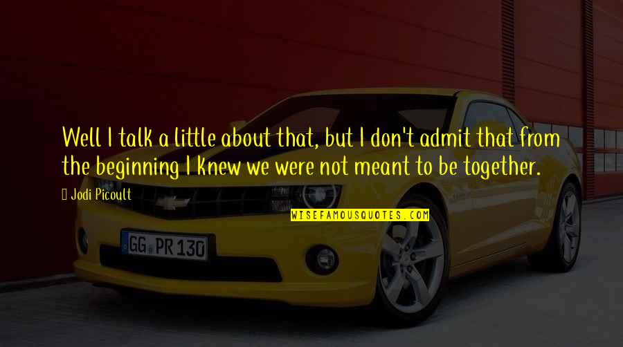 Little Beginning Quotes By Jodi Picoult: Well I talk a little about that, but