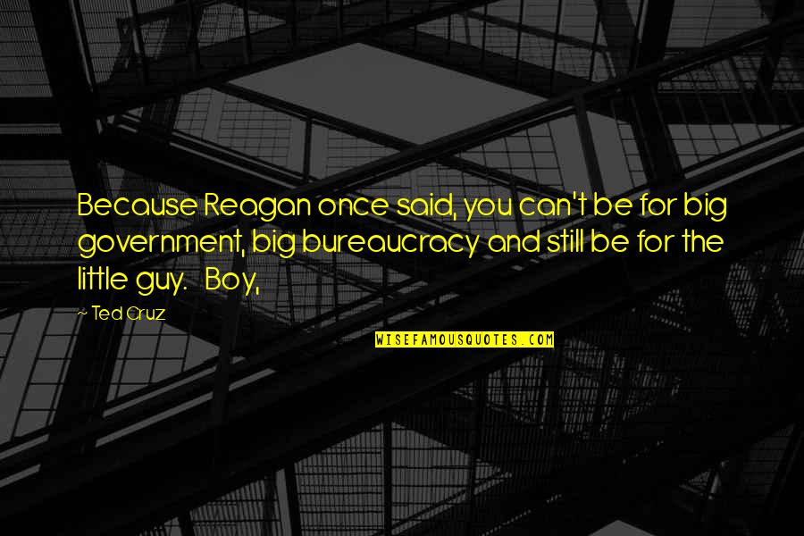 Little Boy Quotes By Ted Cruz: Because Reagan once said, you can't be for Little Boy Quotes By Ted Cruz: Because Reagan once said, you can't be for