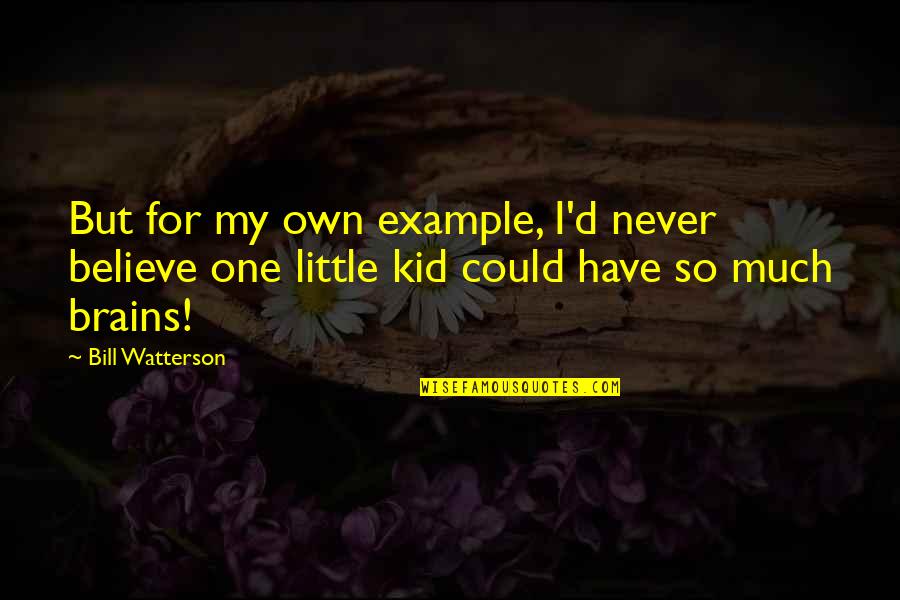 Little Brains Quotes By Bill Watterson: But for my own example, I'd never believe