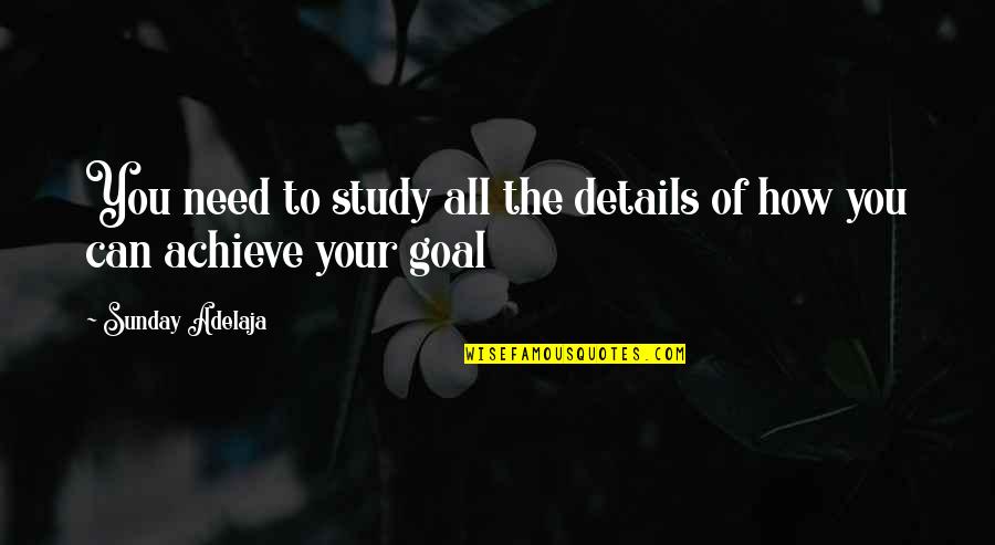 Little Creatures Quotes By Sunday Adelaja: You need to study all the details of