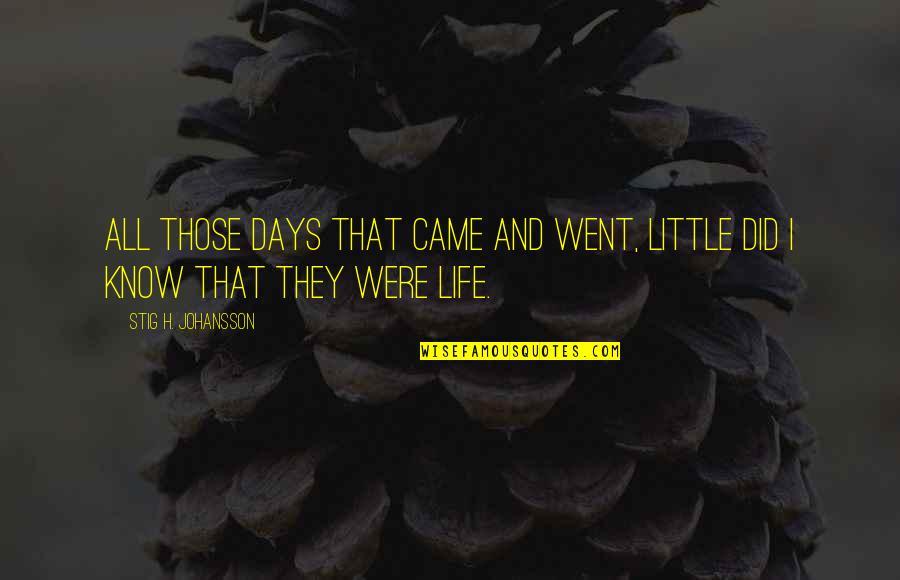 Little Did You Know Quotes By Stig H. Johansson: All those days that came and went, little