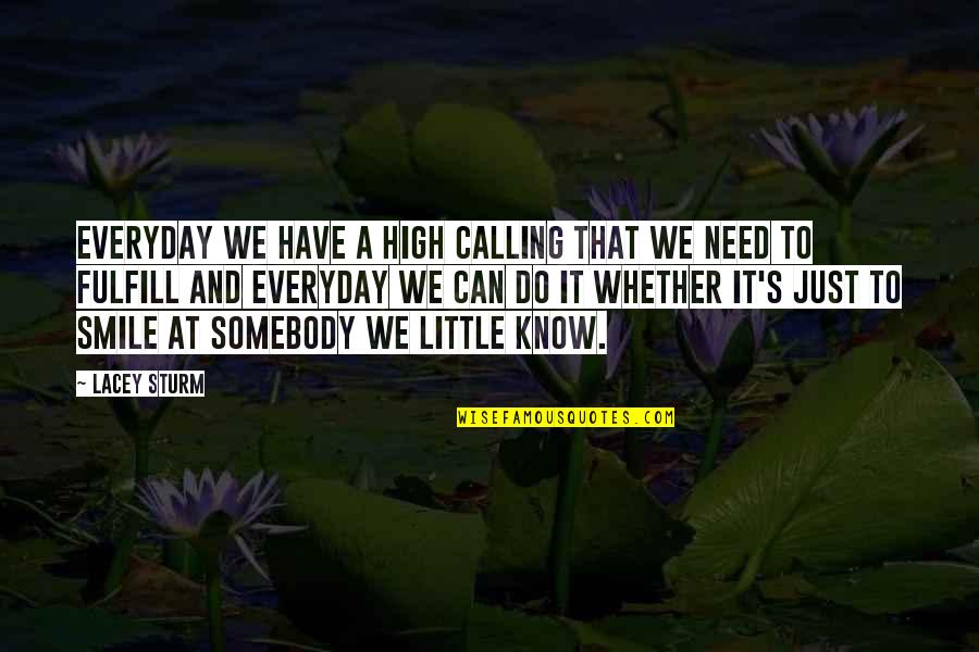 Little Do They Know Quotes By Lacey Sturm: Everyday we have a high calling that we