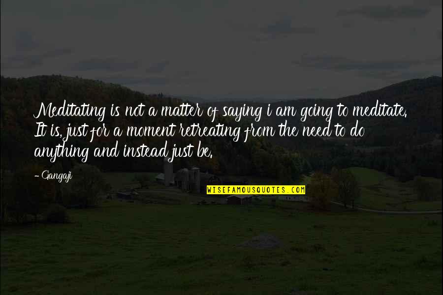 Little Fockers Quotes By Gangaji: Meditating is not a matter of saying i Little Fockers Quotes By Gangaji: Meditating is not a matter of saying i