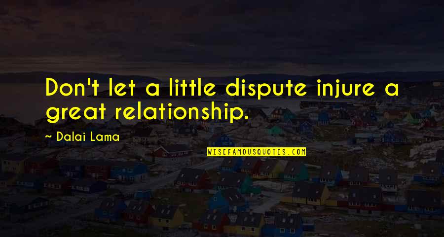 Little Friendship Quotes By Dalai Lama: Don't let a little dispute injure a great